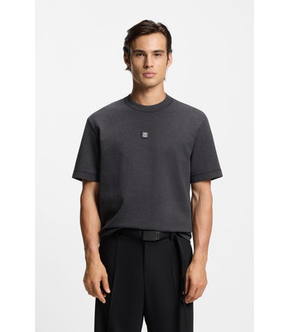 Hugo Stacked Logo T Shirt In A Cotton Blend Grey