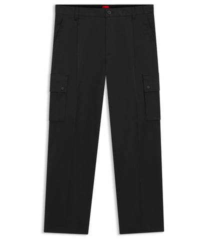 Hugo Relaxed Fit Trousers With Cargo Styling Black