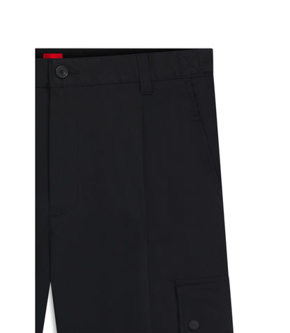 Hugo Relaxed Fit Trousers With Cargo Styling Black