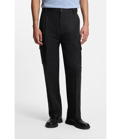 Hugo Relaxed Fit Trousers With Cargo Styling Black