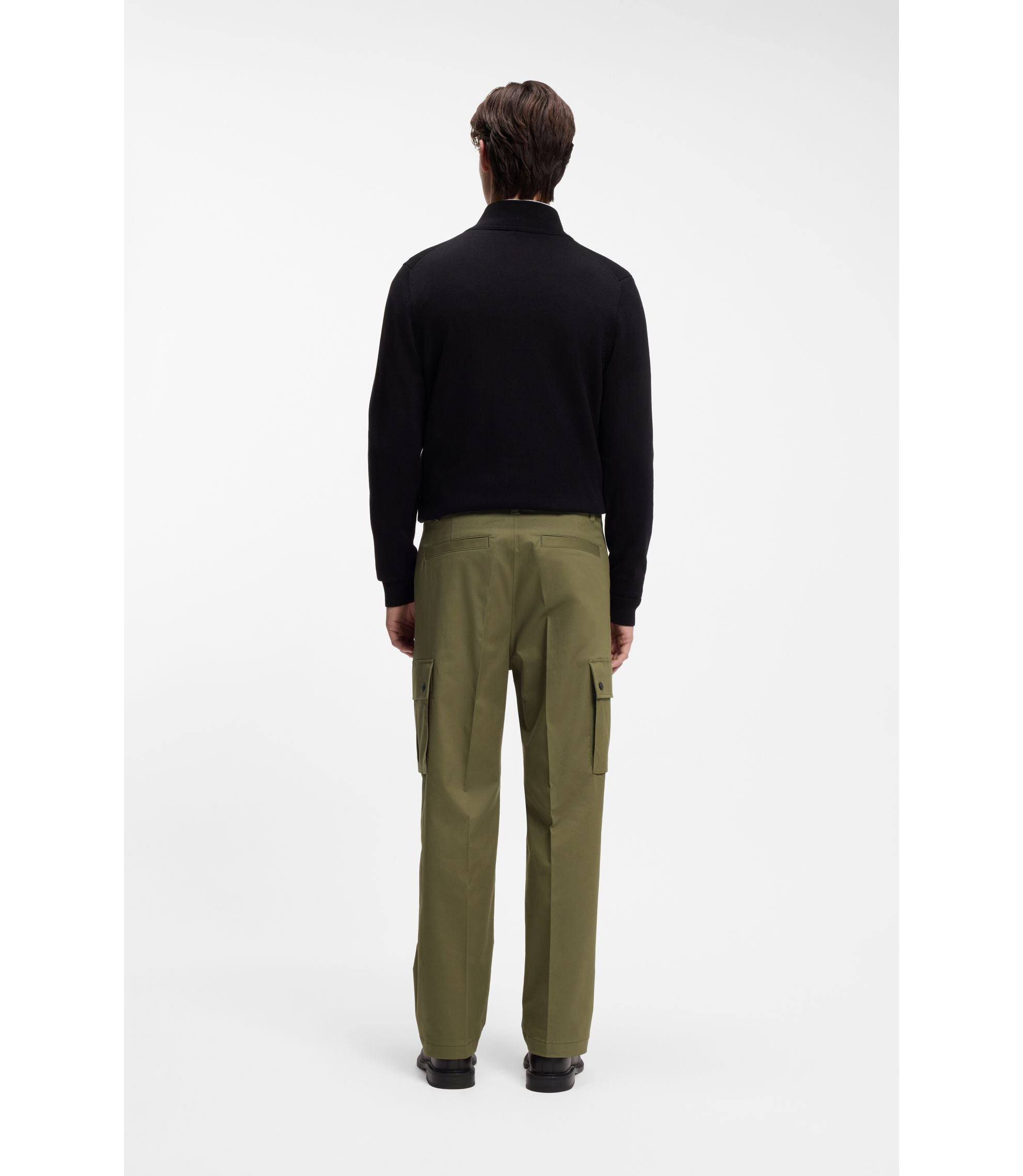 Hugo Relaxed Fit Trousers With Cargo Styling Light Green