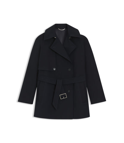 Boss Belted Trench Coat In Cotton Dark Blue Women's