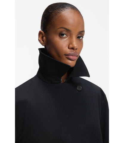 Boss Belted Trench Coat In Cotton Dark Blue Women's
