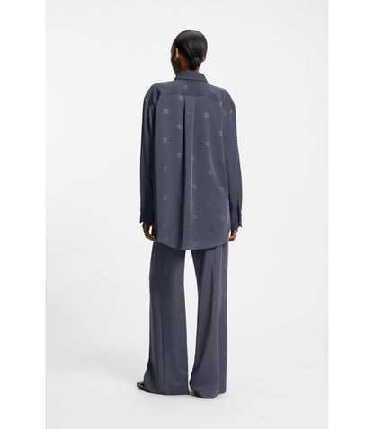 Hugo Oversized Fit Blouse With Stacked Logos Patterned Women's