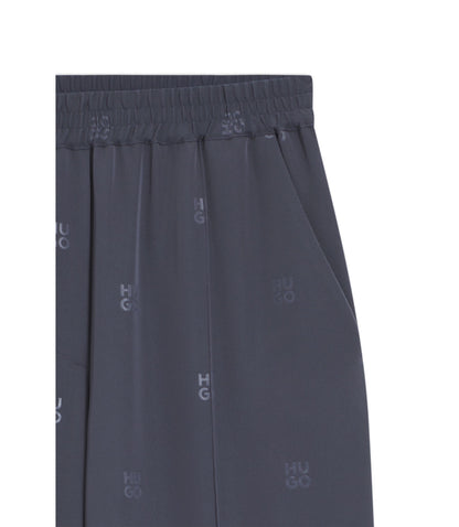 Hugo Relaxed Fit Trousers With Stacked Logos Patterned Women's
