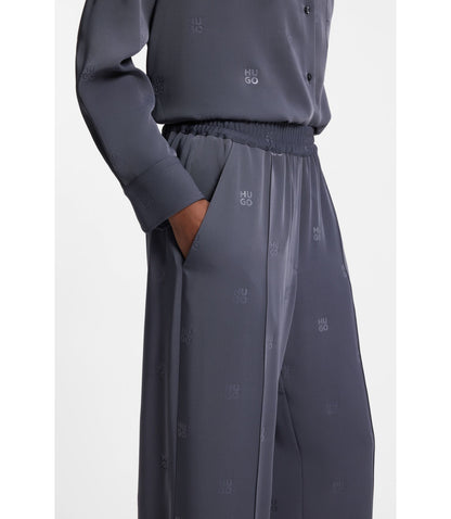 Hugo Relaxed Fit Trousers With Stacked Logos Patterned Women's