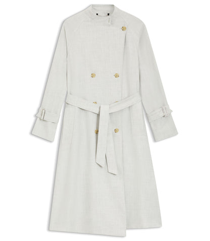 Boss Belted Coat With Double Breasted Closure Silver Women's