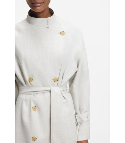 Boss Belted Coat With Double Breasted Closure Silver Women's
