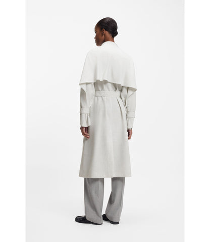Boss Belted Coat With Double Breasted Closure Silver Women's