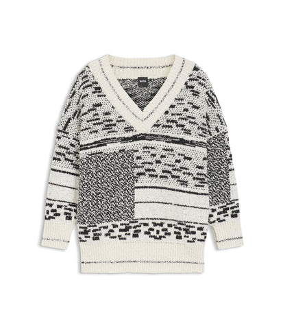 Boss Jacquard Pattern Sweater In A Cotton Blend Patterned Women's