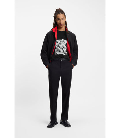 Hugo Printed Artwork T Shirt In Cotton Jersey Black