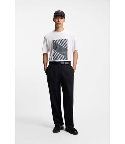 Hugo Printed Artwork T Shirt In Cotton Jersey White