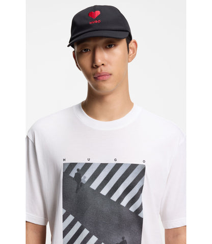 Hugo Printed Artwork T Shirt In Cotton Jersey White