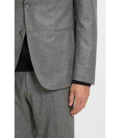 Boss Micro Patterned Slim Fit Jacket In Virgin Wool Silver