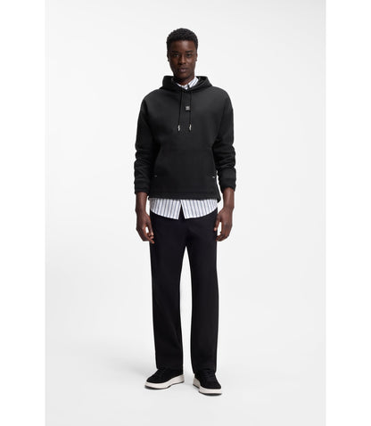 Hugo Stacked Logo Hoodie In A Relaxed Fit Black