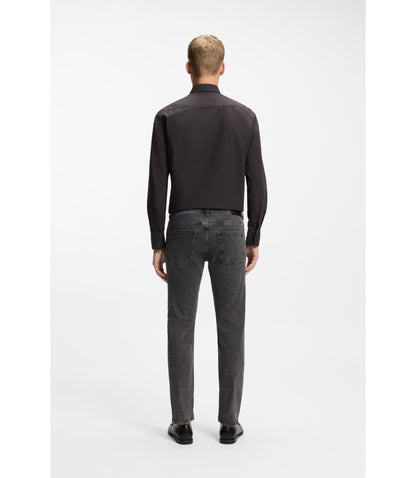 Boss Delaware Grey Slim Fit Jeans In Stretch Denim Dark Grey