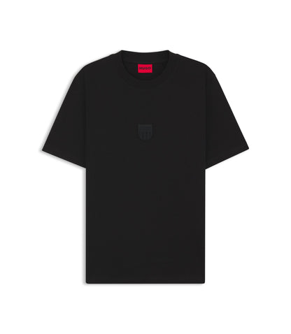 Hugo Rubber Logo T Shirt In Cotton Jersey Black