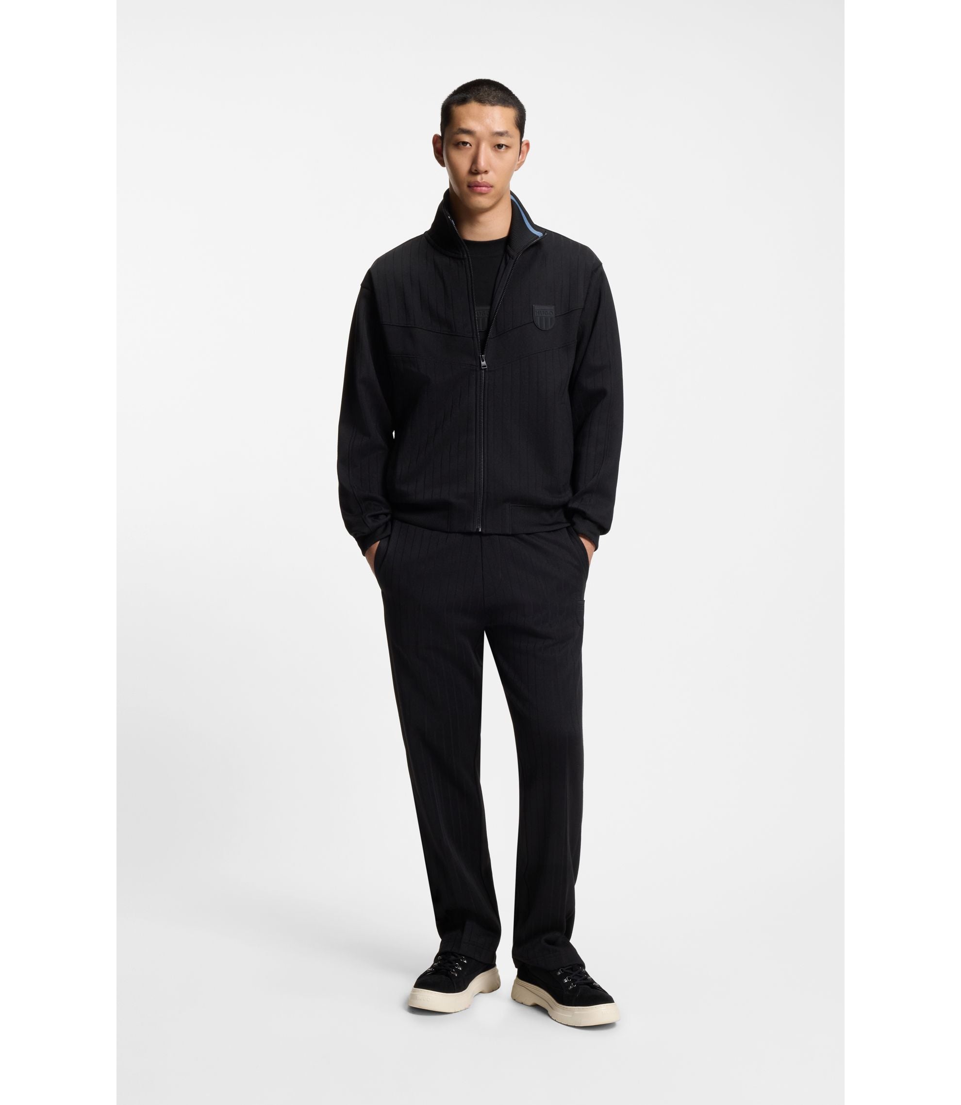 Hugo Rubber Logo T Shirt In Cotton Jersey Black