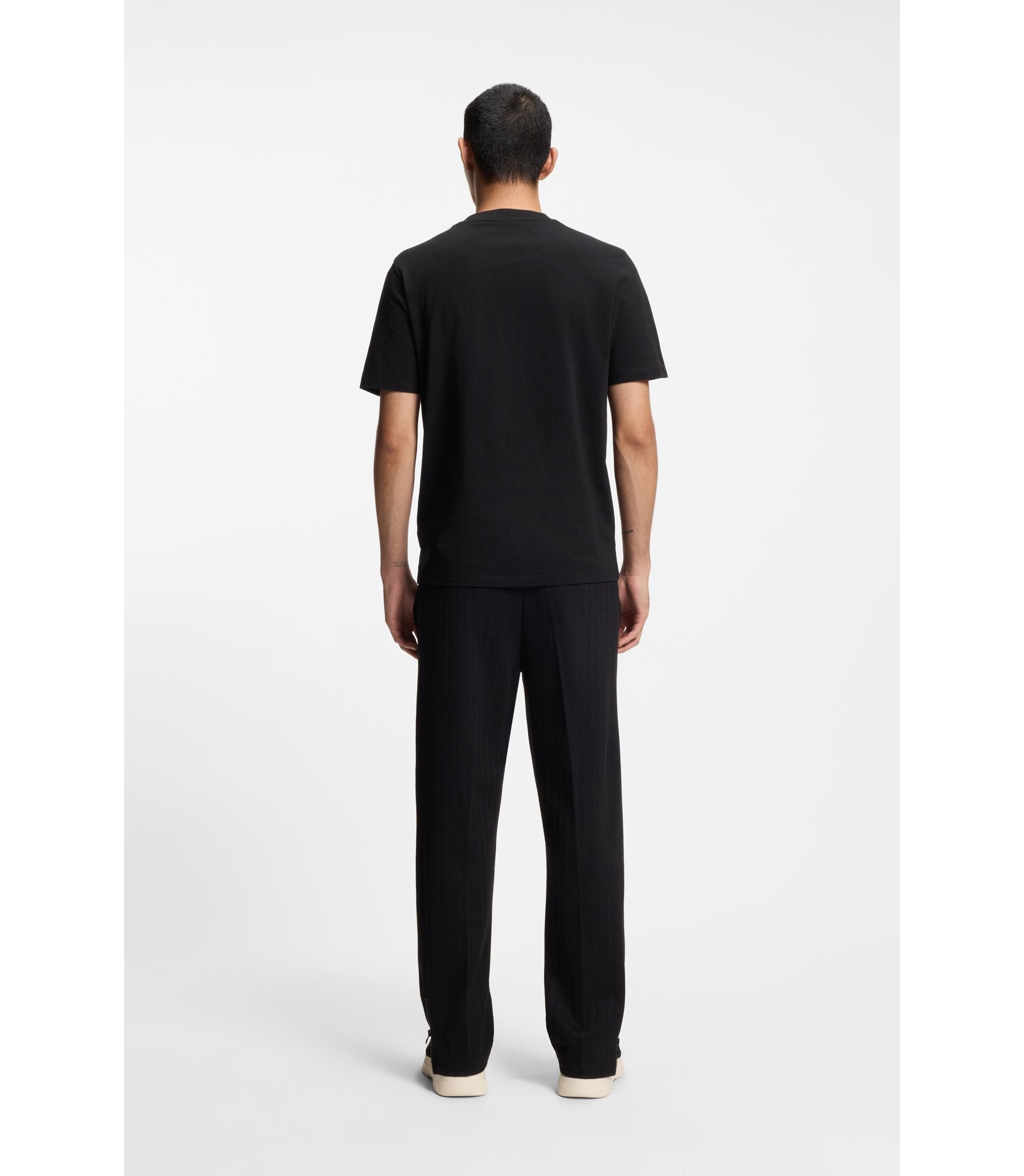 Hugo Rubber Logo T Shirt In Cotton Jersey Black