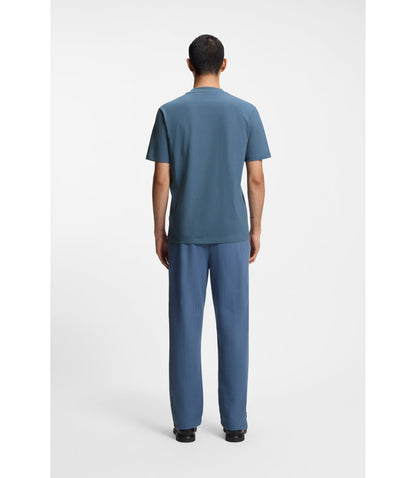 Hugo Rubber Logo T Shirt In Cotton Jersey Light Blue