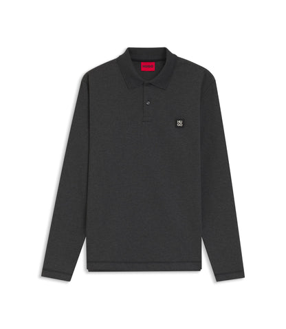 Hugo Stacked Logo Polo Shirt In A Cotton Blend Grey