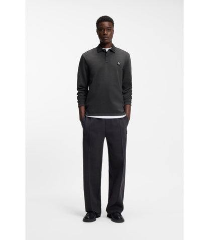 Hugo Stacked Logo Polo Shirt In A Cotton Blend Grey