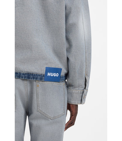 Hugo Denim Jacket With Inside Out Styling Light Blue