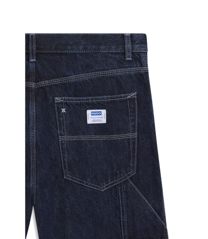 Hugo Baggy Fit Jeans In Dark Blue Denim Dark Blue