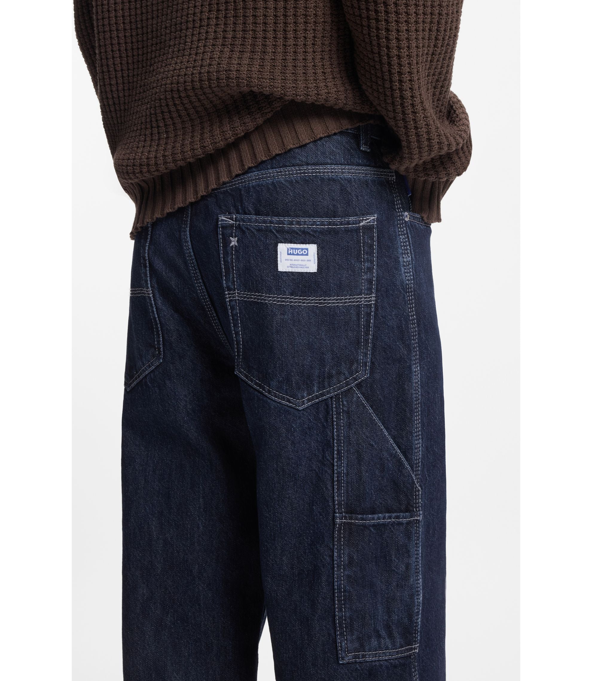 Hugo Baggy Fit Jeans In Dark Blue Denim Dark Blue