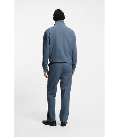 Hugo Cotton Blend Sweatshirt With Drop Needle Stripe Light Blue