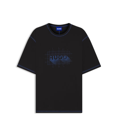 Hugo Logo Artwork T Shirt In Cotton Jersey Black