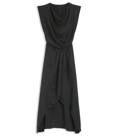 Boss Wrap Skirt Dress With Cowl Neck Light Grey Women's