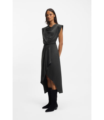 Boss Wrap Skirt Dress With Cowl Neck Light Grey Women's