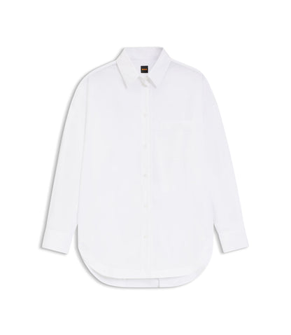 Boss Oversized Fit Blouse In Organza And Poplin White Women's