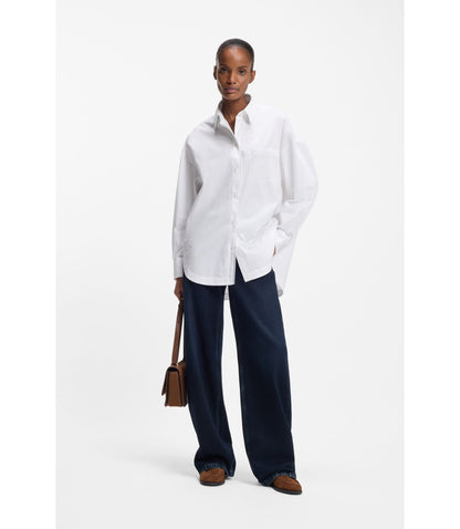 Boss Oversized Fit Blouse In Organza And Poplin White Women's