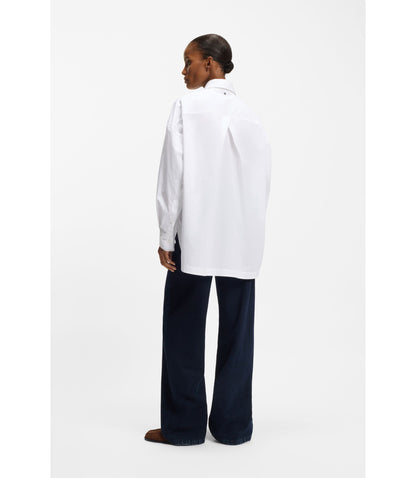 Boss Oversized Fit Blouse In Organza And Poplin White Women's