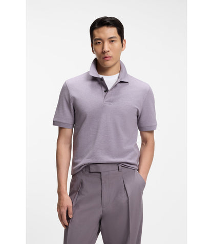 Boss Pallas Polo Shirt In Cotton Piqu With Embroidered Logo Light Purple