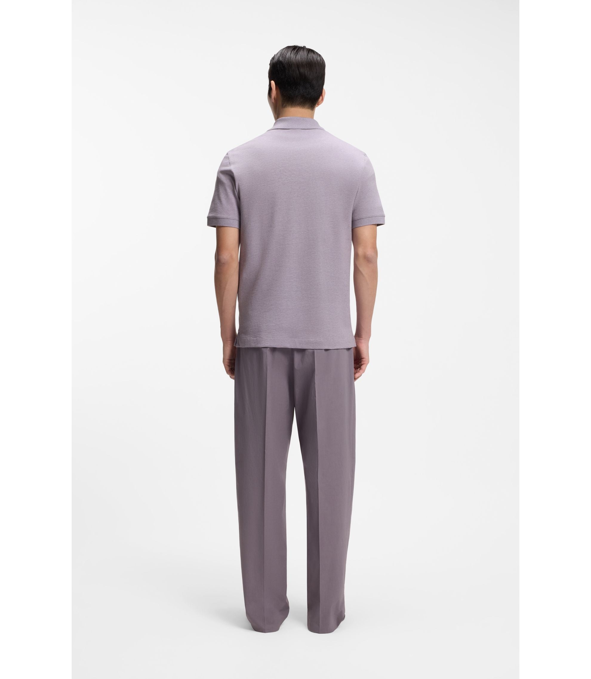 Boss Pallas Polo Shirt In Cotton Piqu With Embroidered Logo Light Purple