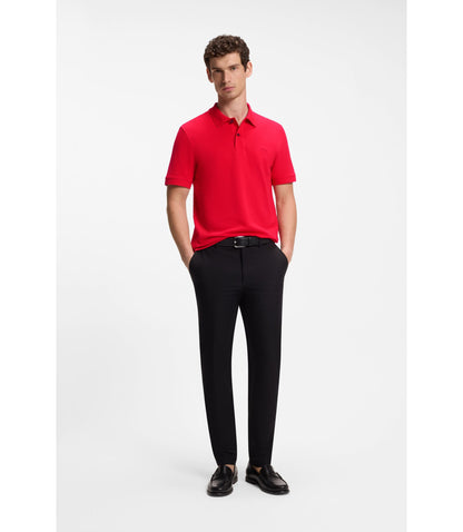 Boss Pallas Polo Shirt In Cotton Piqu With Embroidered Logo Red