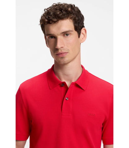Boss Pallas Polo Shirt In Cotton Piqu With Embroidered Logo Red