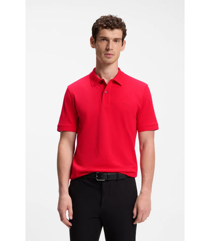 Boss Pallas Polo Shirt In Cotton Piqu With Embroidered Logo Red