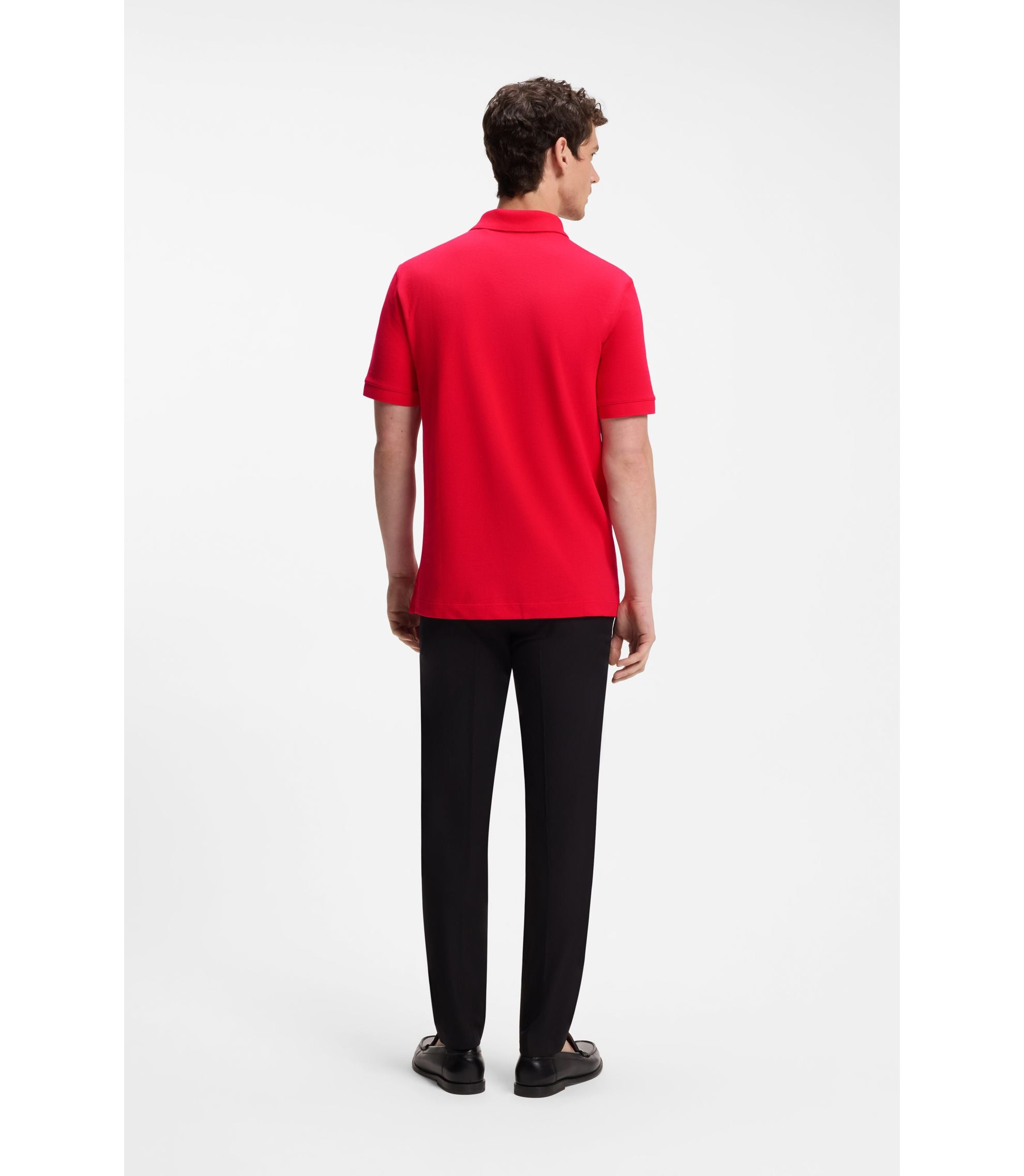 Boss Pallas Polo Shirt In Cotton Piqu With Embroidered Logo Red