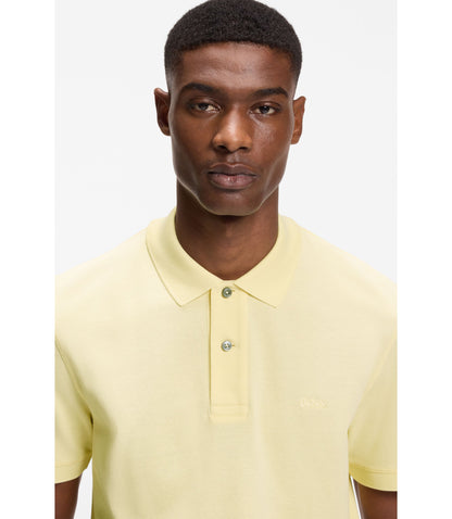 Boss Pallas Polo Shirt In Cotton Piqu With Embroidered Logo Light Yellow