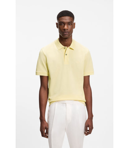Boss Pallas Polo Shirt In Cotton Piqu With Embroidered Logo Light Yellow