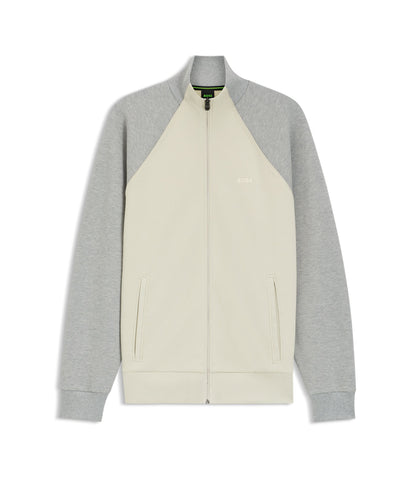 Boss Contrast Piping Sweatshirt In A Cotton Blend Light Beige