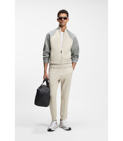 Boss Contrast Piping Sweatshirt In A Cotton Blend Light Beige