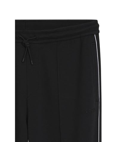 Boss Piping Detail Tracksuit Bottoms In A Cotton Blend Black