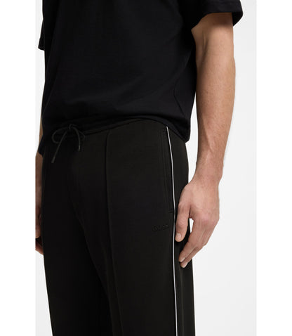 Boss Piping Detail Tracksuit Bottoms In A Cotton Blend Black