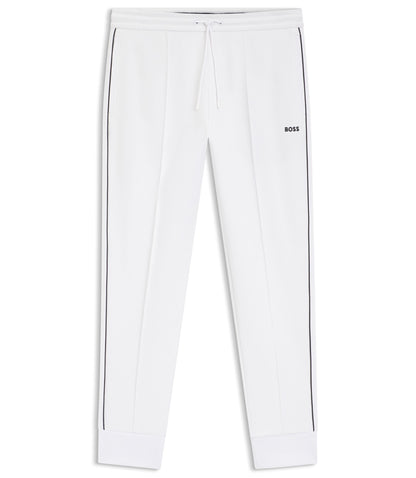 Boss Piping Detail Tracksuit Bottoms In A Cotton Blend White