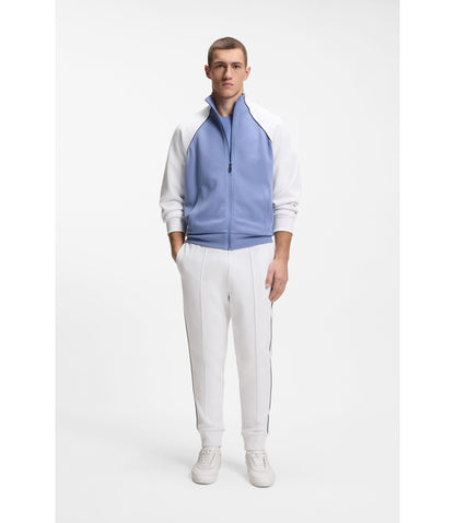 Boss Piping Detail Tracksuit Bottoms In A Cotton Blend White